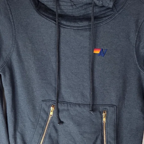 Aviator Nation Navy Blue Ninja Pullover Hoodie Zip Pocket Size X-Small - Picture 2 of 13